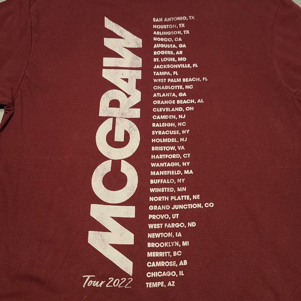 Tim McGraw Tour 2022 T-Shirt Mens Medium Maroon Graphic Concert Tee‎ Merch
